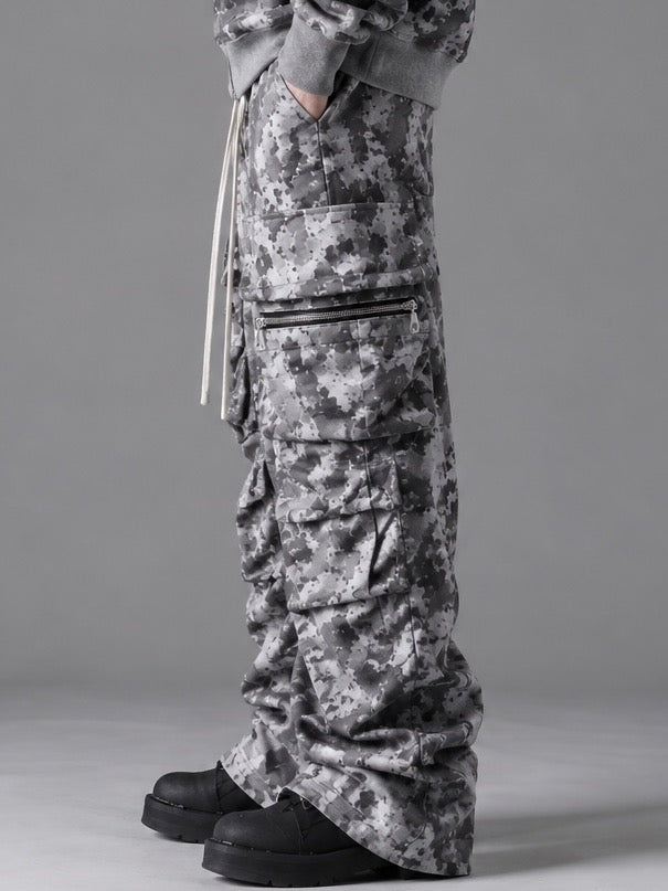 SWEAT CARGO TUCK WIDE PANTS(L.GREY)