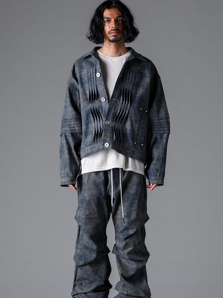 PIN TUCK BLOUSON(STEEL BLUE)